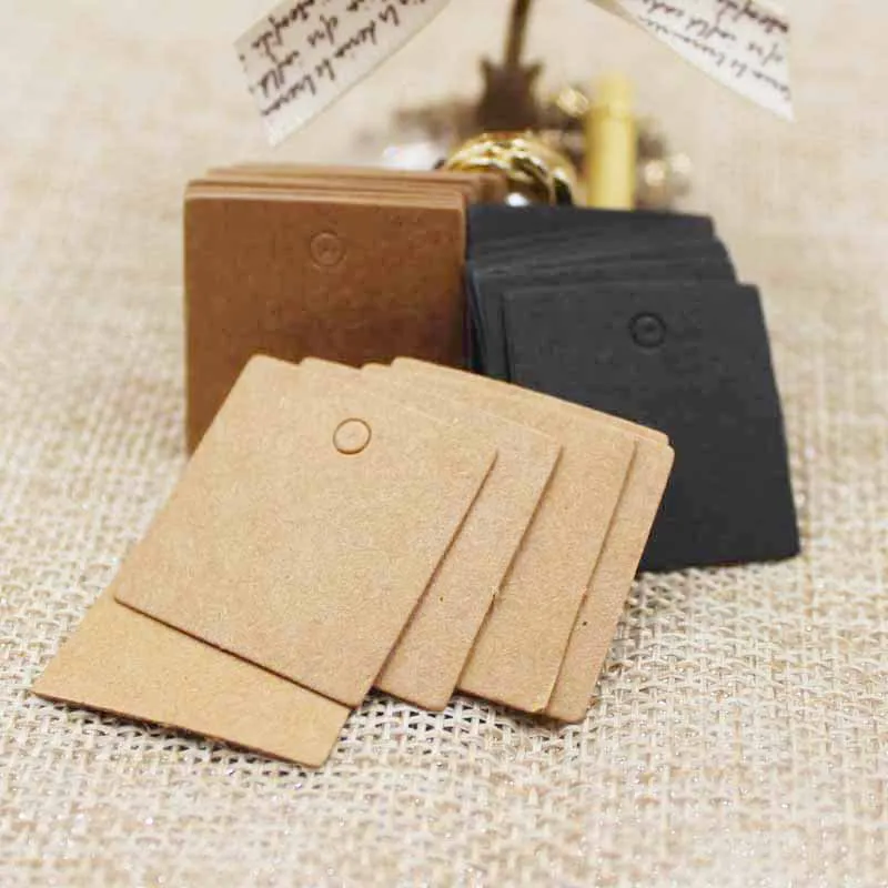 Kraft Hang Tag - 100 шт. 2,5*2,5 см Маленькие квадратные